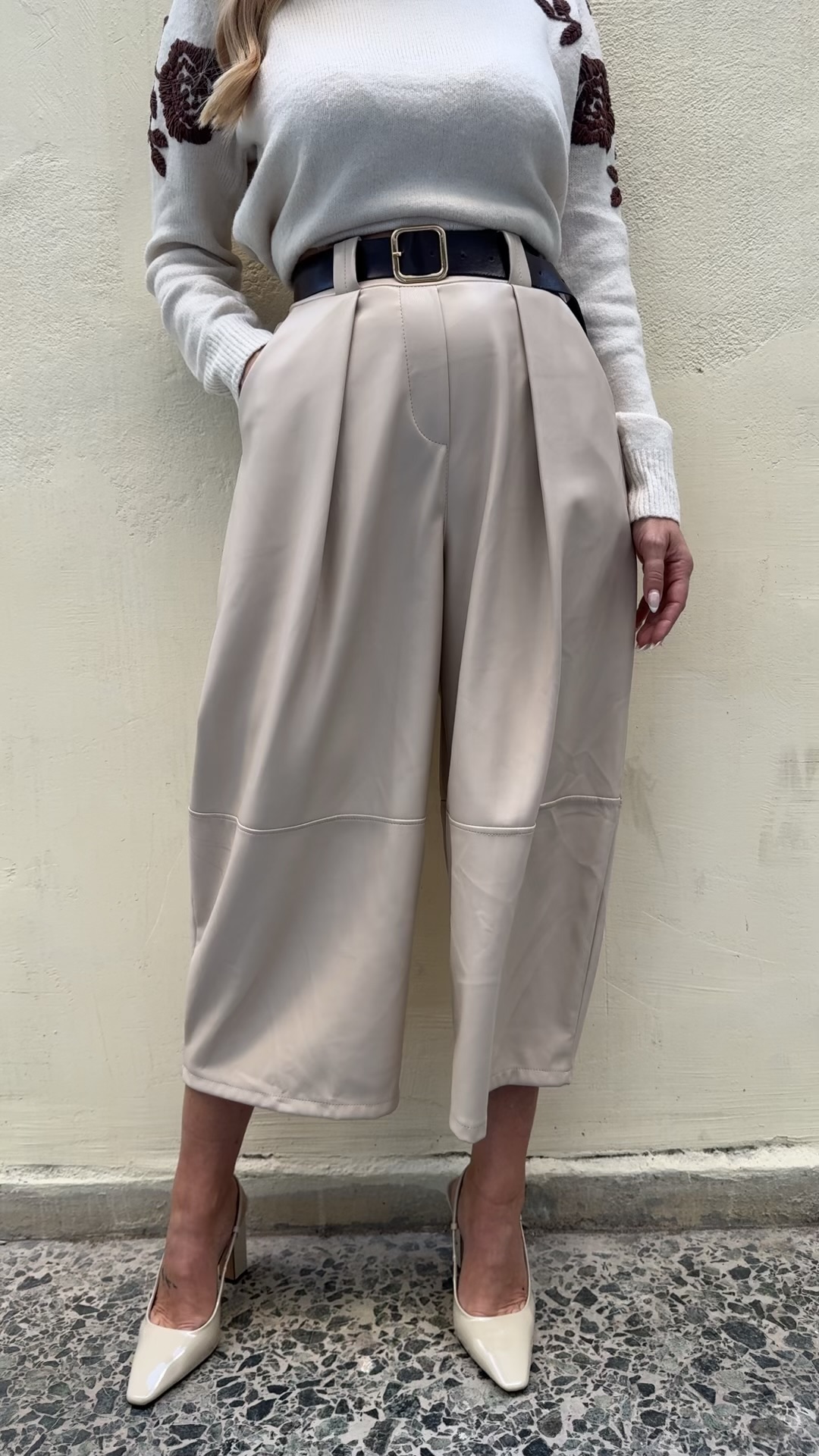 Δερματίνη παντελόνι- Εκρου