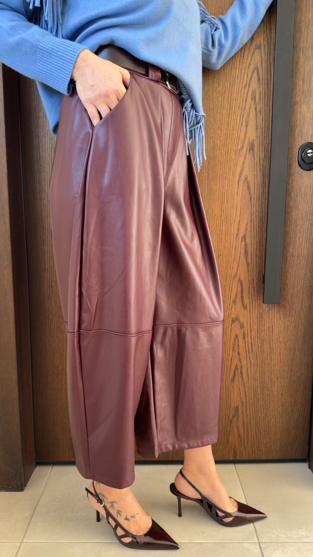 Δερματίνη παντελόνι- βουργουνδι