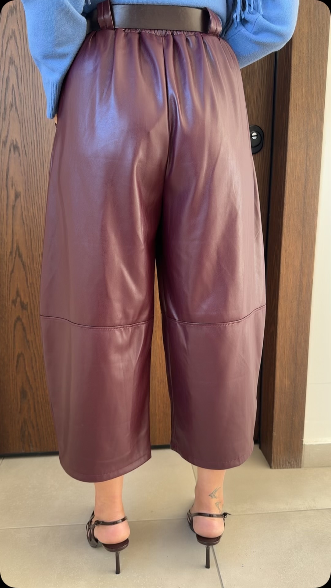 Δερματίνη παντελόνι- βουργουνδι