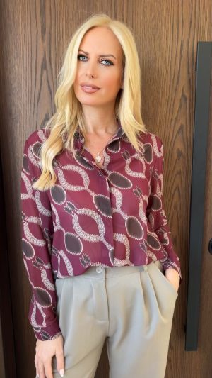 Εμπριμέ πουκάμισο- Μπορντω