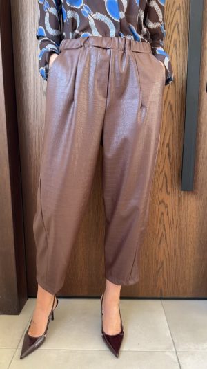 Παντελόνι δερματίνη κροκο- Καφέ