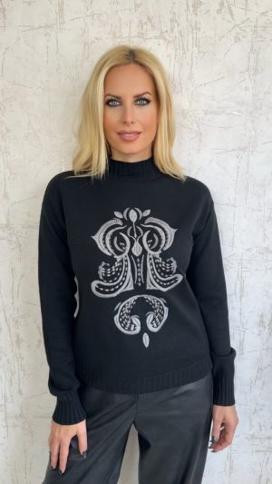 Μπλούζα με τύπωμα γκρι- Μαύρο