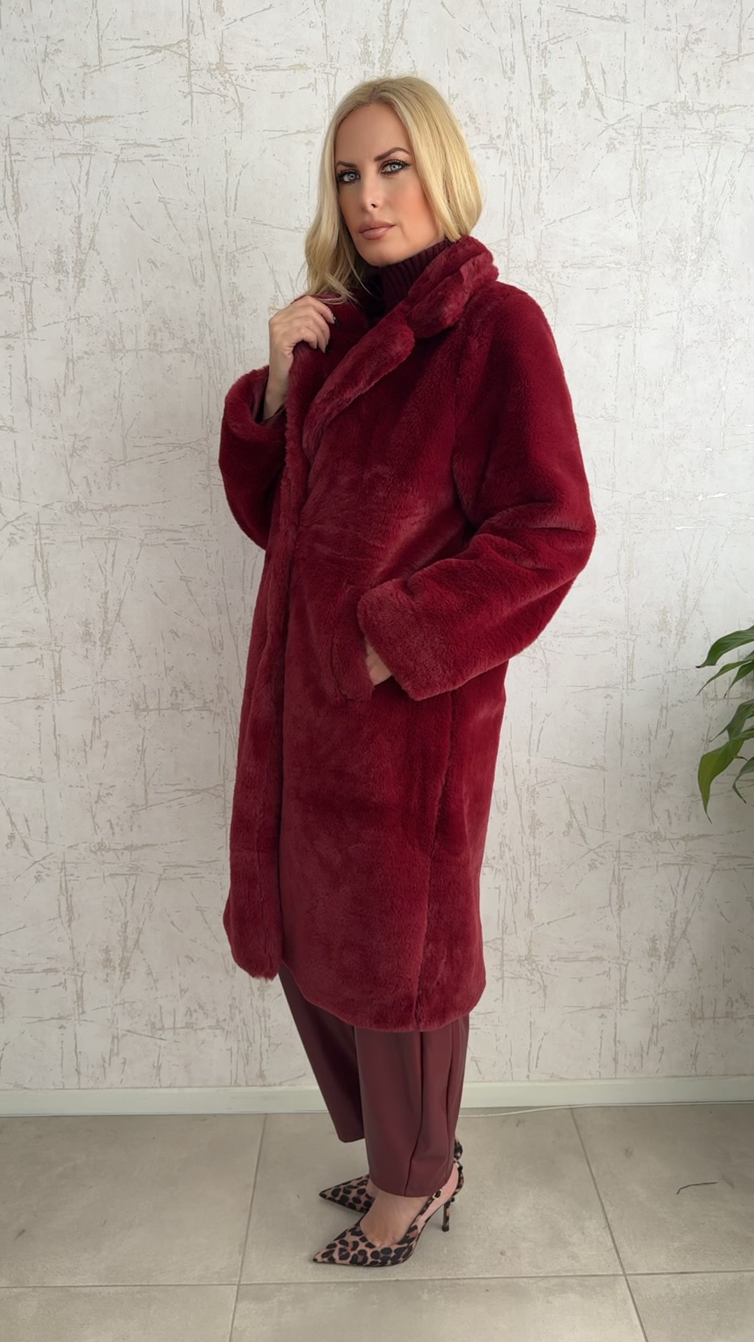 Οικολογική γούνα μακριά- Μπορντω