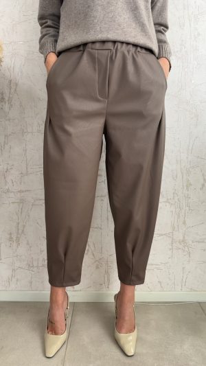 Δερματίνη παντελόνι με λάστιχο στην μέση-Πουρου