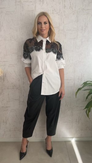 Πουκάμισο με δαντέλα- Λευκο