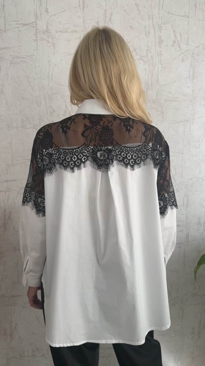 Πουκάμισο με δαντέλα- Λευκο