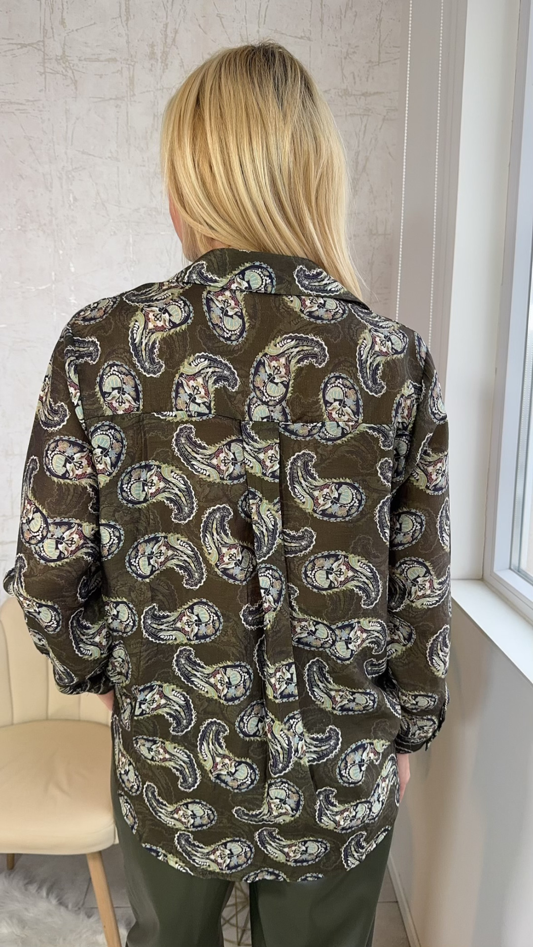 Εμπριμέ πουκάμισο -Χακί