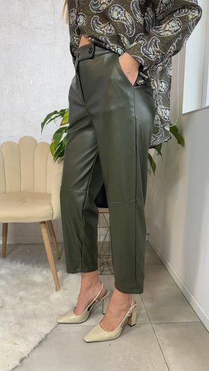 Δερματίνη παντελόνι basic-Χακι