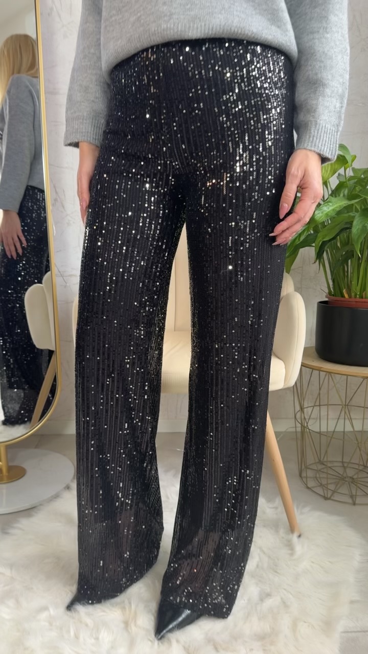 Παντελονα Παγιετα-Μαύρο με ασημι
