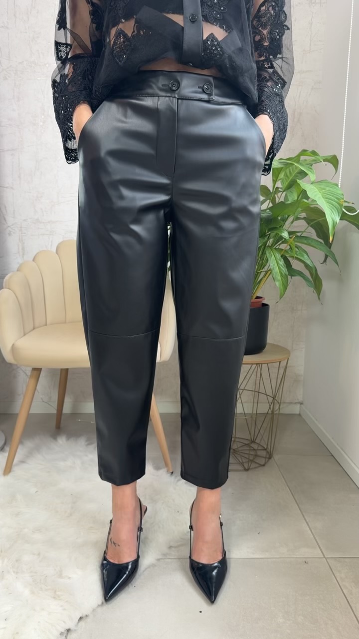 Δερματίνη παντελόνι basic-Μαυρο