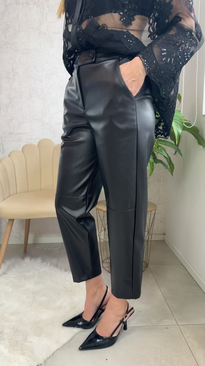 Δερματίνη παντελόνι basic-Μαυρο